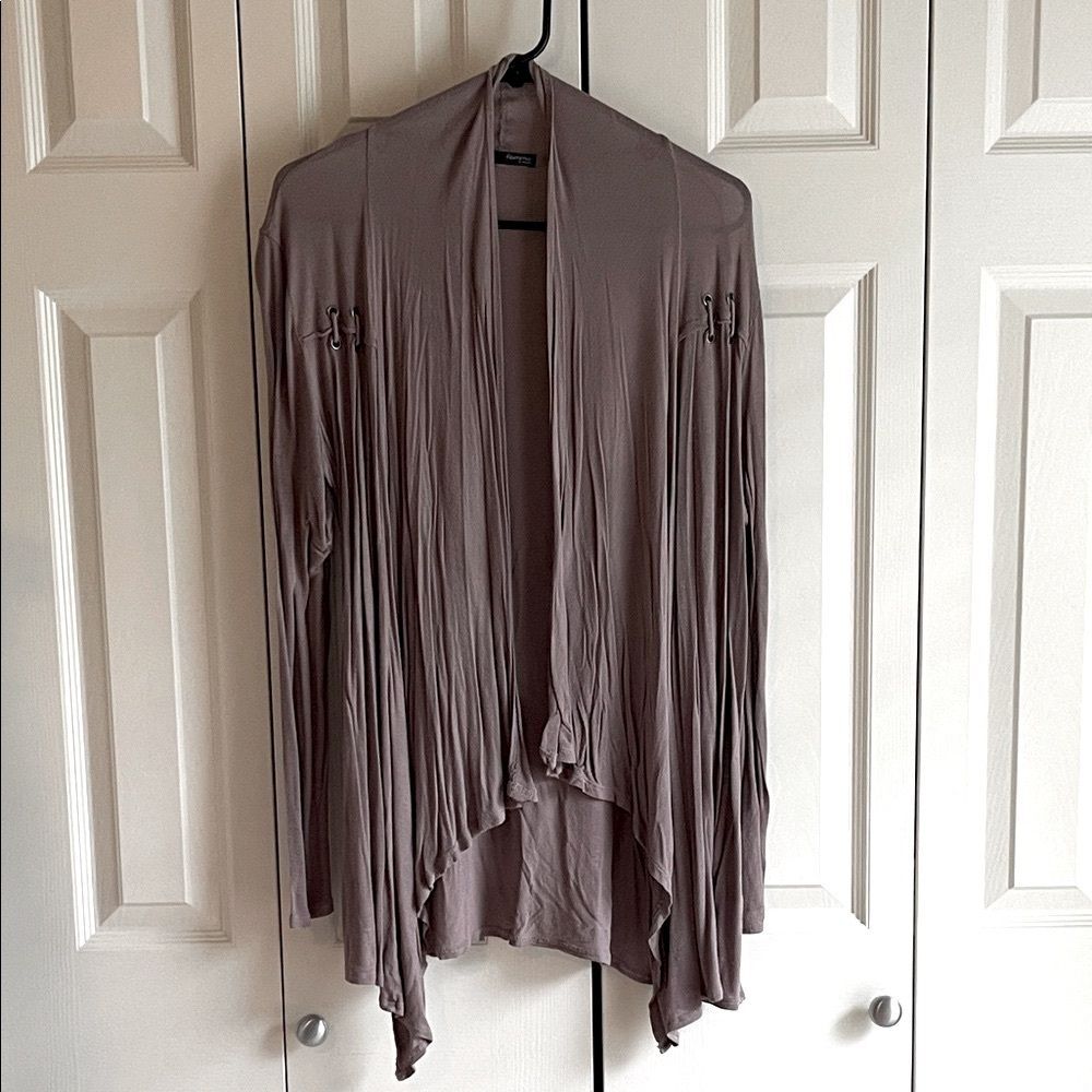 Femme by Tresics Mauve Draped Cardigan Open Front Long Sleeve Rayon